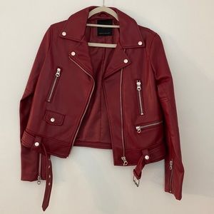 Never worn - red zara leather jacket